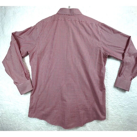 Vtg Brooks Brothers Chevron Check Dress Shirt Mens Large Red/White Long Sleeve - Picture 2 of 10